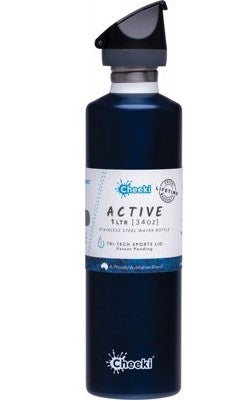 CHEEKI - Stainless Steel Bottle 1L Silver | Sports Lids