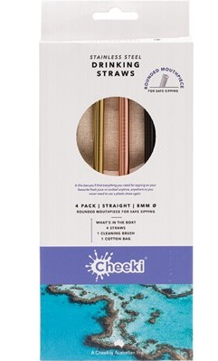 CHEEKI - All Colours 4 Pack Stainless Steel Straws