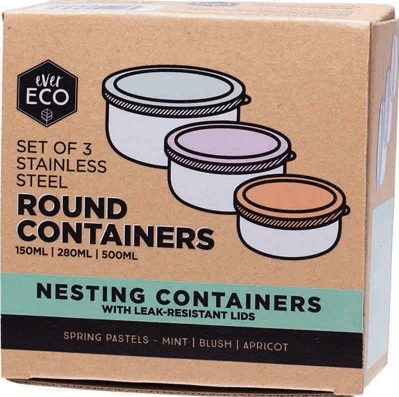 EVER ECO - Round Stainless Steel Containers (Set Of 3)