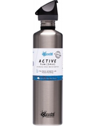 CHEEKI - Stainless Steel Bottle 1L Silver | Sports Lids