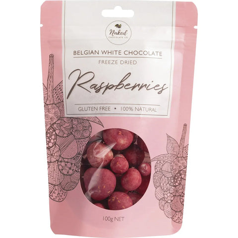 NAKED CHOCOLATE CO - Freeze Dried Raspberries | White Chocolate
