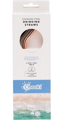 CHEEKI - Black & Rose Gold 2 Pack Stainless Steel Straws