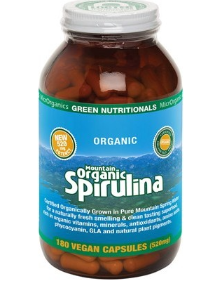 GREEN NUTRITIONALS - Mountain Organic Spirulina Capsules | 520mg