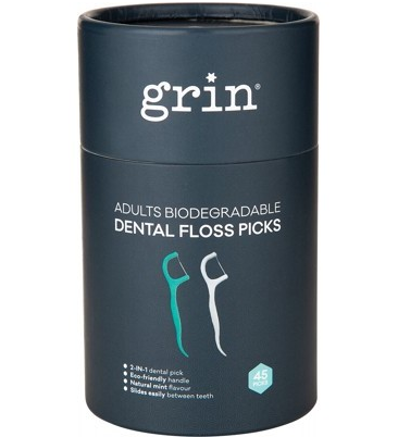 GRIN NATURAL - Adult Biodegradable Dental Floss Picks