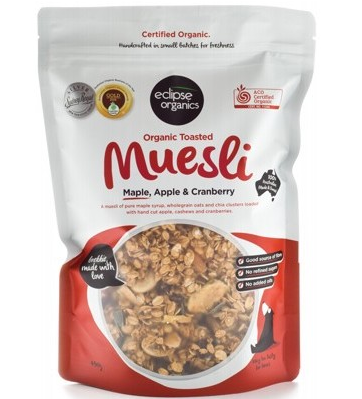 ECLIPSE ORGANICS - Organic Toasted Muesli | Maple, Apple & Cranberry