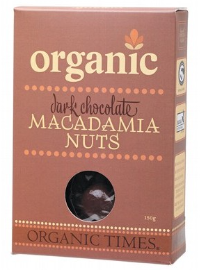 ORGANIC TIMES - Dark Chocolate Macadamia Nuts