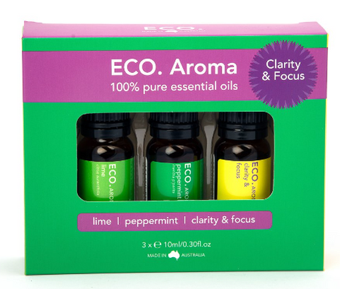 ECO. Clarity & Focus Aroma Trio - Lime, Peppermint, Clarity & Focus