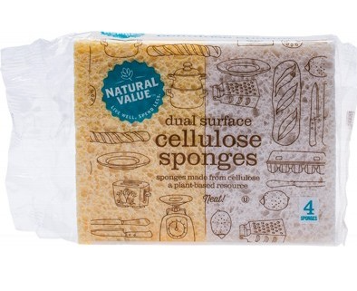 NATURAL VALUE - Dual Surface Cellulose Sponges 4 Pack