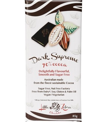LITTLE ZEBRA CHOCOLATES - Dark Supreme Chocolate 70% Cacoa