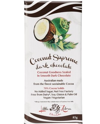 LITTLE ZEBRA CHOCOLATES - Coconut Supreme Dark Chocolate