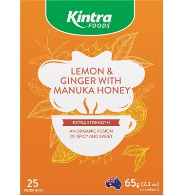 KINTRA FOODS - Herbal Tea Bags | Lemon & Ginger with Manuka Honey
