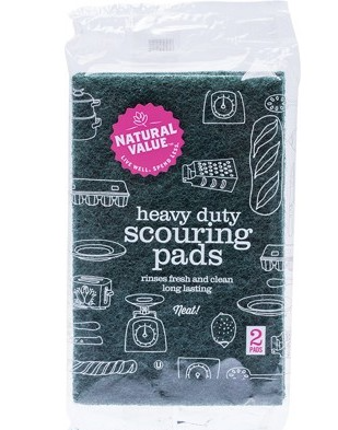 NATURAL VALUE - Heavy Duty Scouring Pads 2 Pack