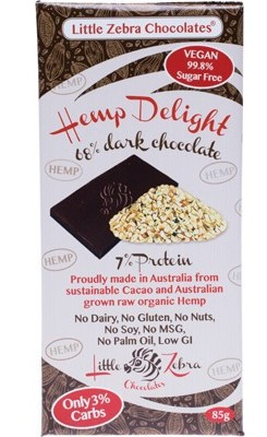 LITTLE ZEBRA CHOCOLATES - Hemp Delight 68% Dark Chocolate