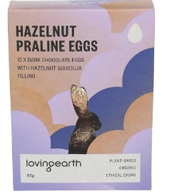 LOVING EARTH Hazelnut Praline Eggs - Dark Chocolate